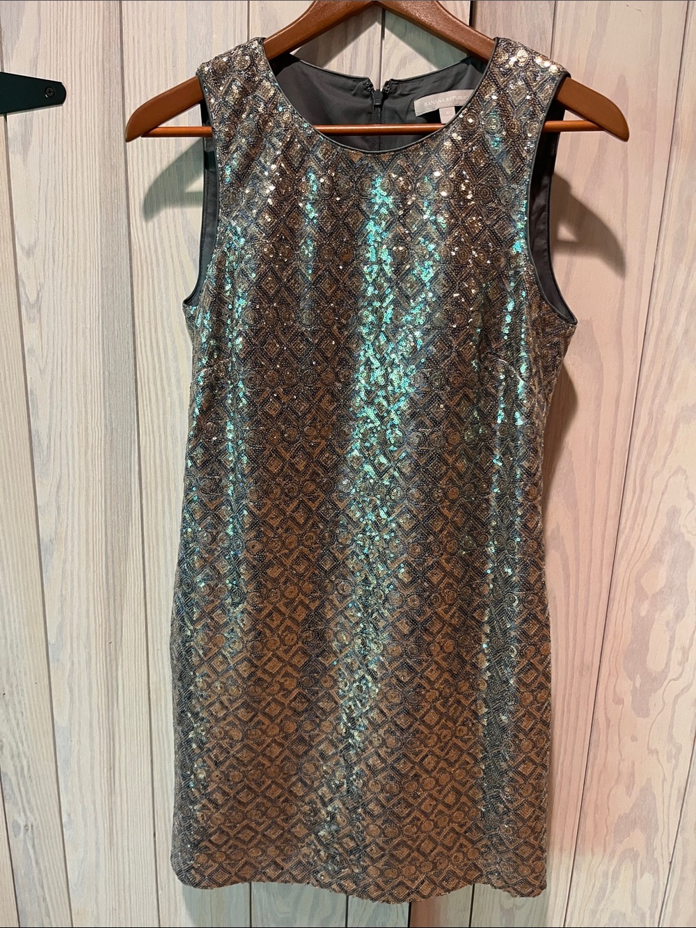 Banana Republic Metallic Patterned Sleeveless Mini Dress - Silver